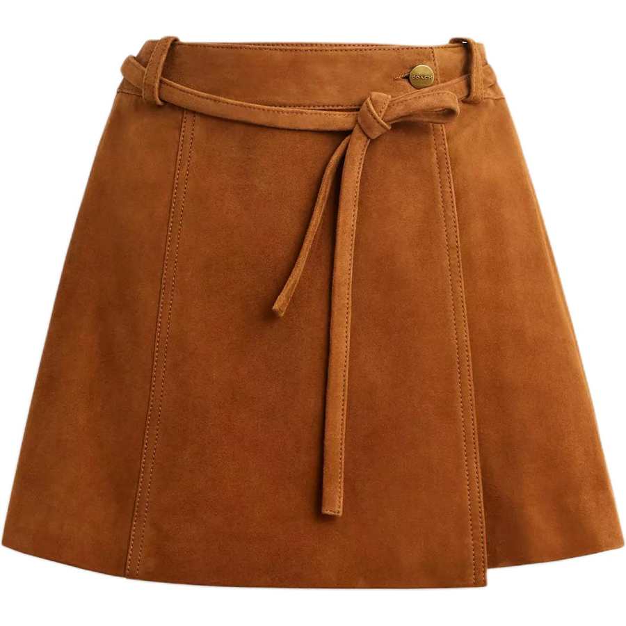 COACH SS25 Leather Short Skirts Women's Warm Brown