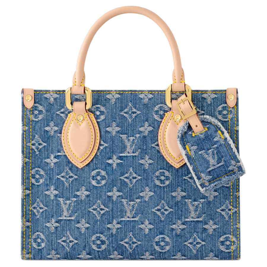 LOUIS VUITTON ONTHEGO Leather Trim Shoulder Bag, Crossbody Bag, Handbag Small Women's Blue