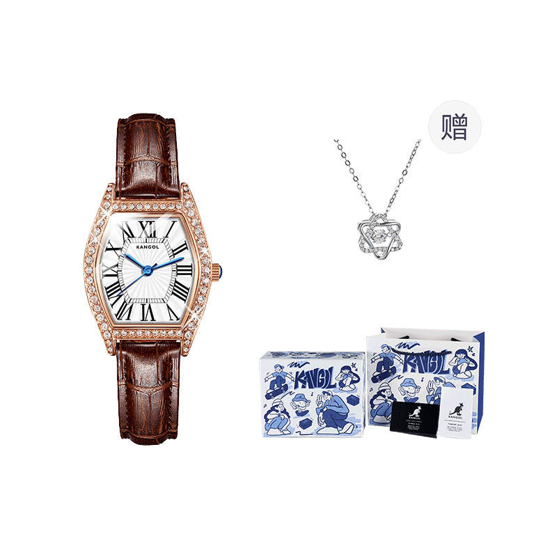 KANGOL Wrist Watches Quartz Movement White Dial Women's Watch Customizable Greeting Card, Gift Box Set