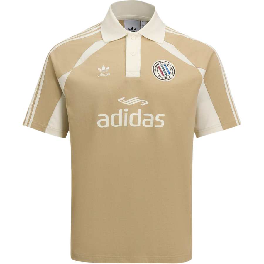 Adidas Originals 3 Stripes SHORT SLEEVE POLO Shirt Men's Grassland Brown