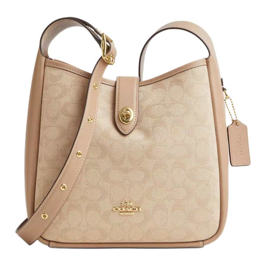 COACH Hadley Canvas With Leather Crossbody Bag, Shoulder Bag Medium Women's Natural