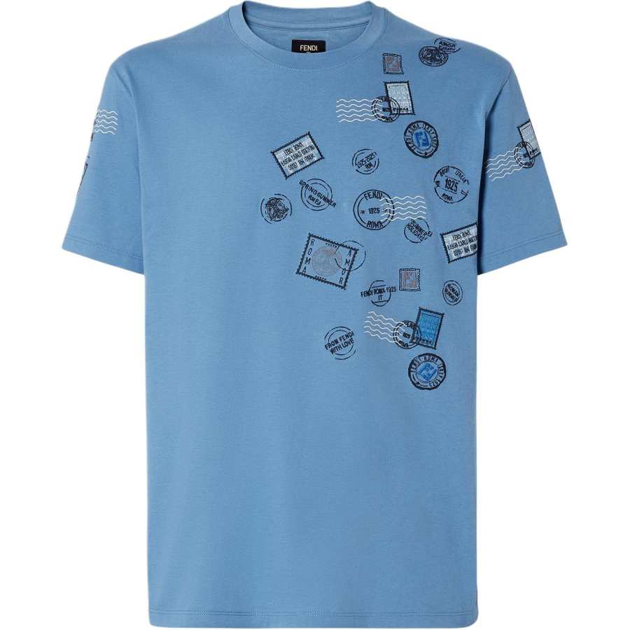 FENDI Stamp Embroidered Crewneck T Shirt