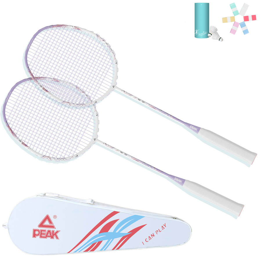 PEAK Full Carbon Badminton Rackets Control Type All around Defense Advanced Level 675mm Unisex 5U/G6 Grape Purple