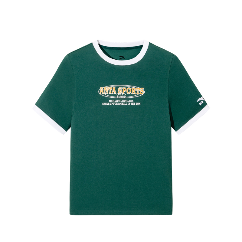 Anta Life Collection T Shirt Women's Sparse Forest Green/Snowflake White