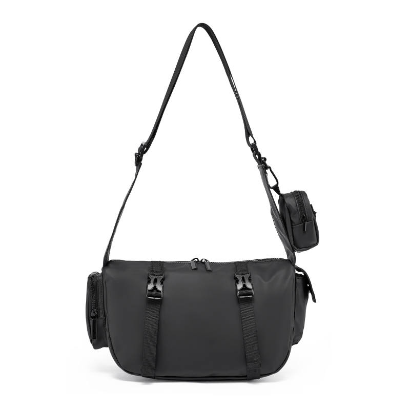 LAORENTOU Nylon Shoulder Bag, Crossbody Bag Unisex Black