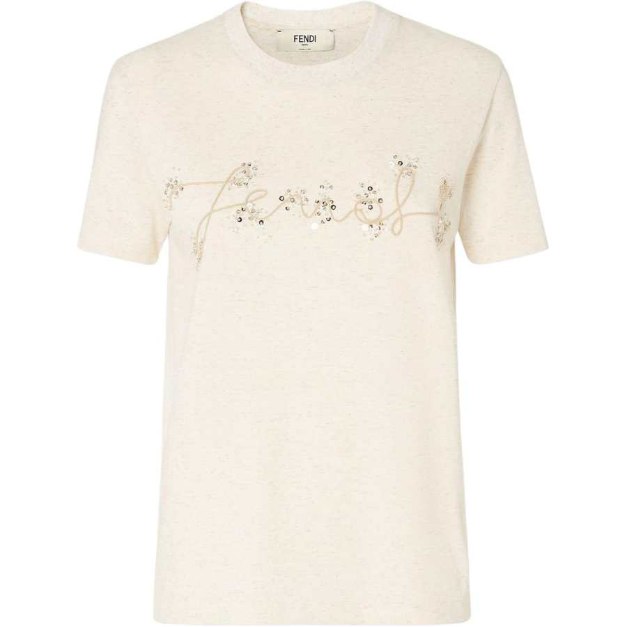 FENDI FW25 Regular Sleeve T Shirt Women's Beige