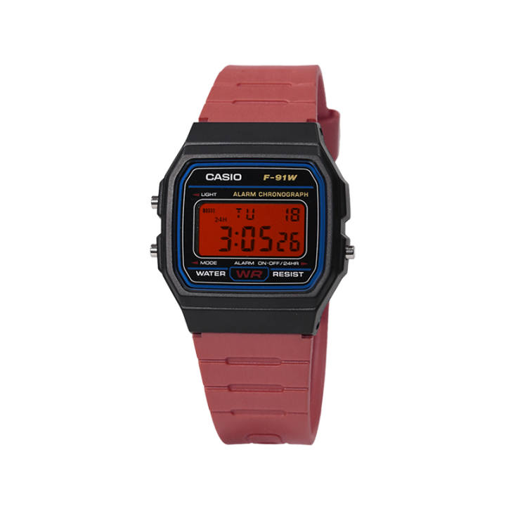 CASIO CASIO Custom Collection Quartz Movement Resin Strap Watch Unisex Red Watch Dial