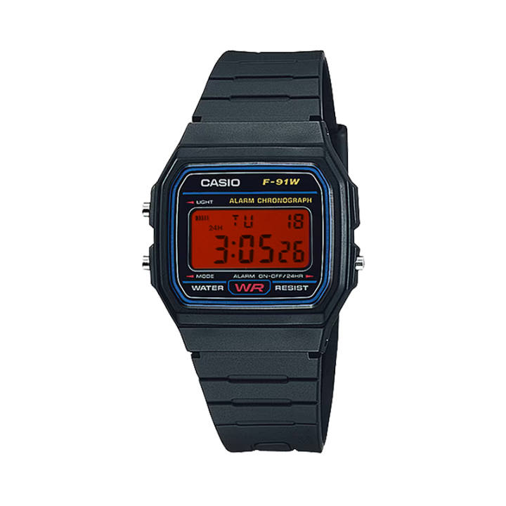 CASIO CASIO Custom Collection F 91W 1 Upgraded Blood Crane Red Screen Quartz Movement Resin Strap Watch
