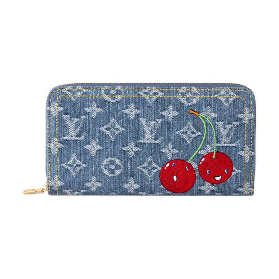 LOUIS VUITTON X Takashi Murakami Cherry Zippy Wallet Denim Monogram