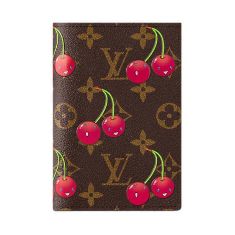 LOUIS VUITTON X Takashi Murakami Cherry Passport Cover Brown Monogram