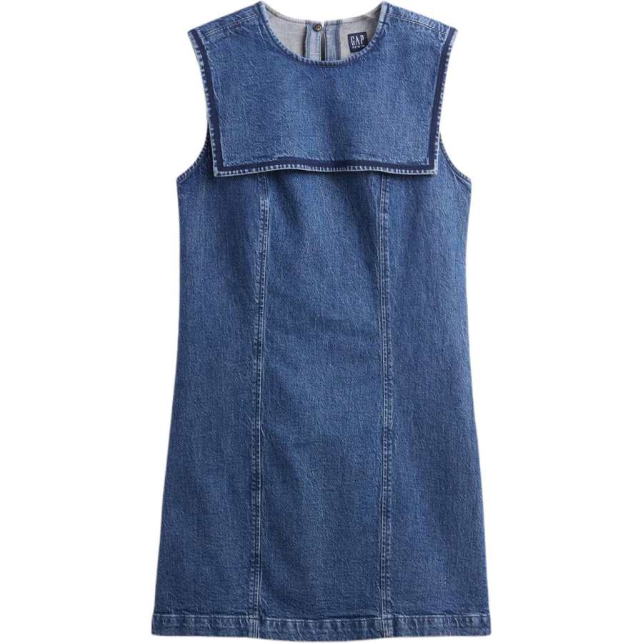 GAP Sleeveless Dresses Women's Medium Washed Crew Neck Moderate Short