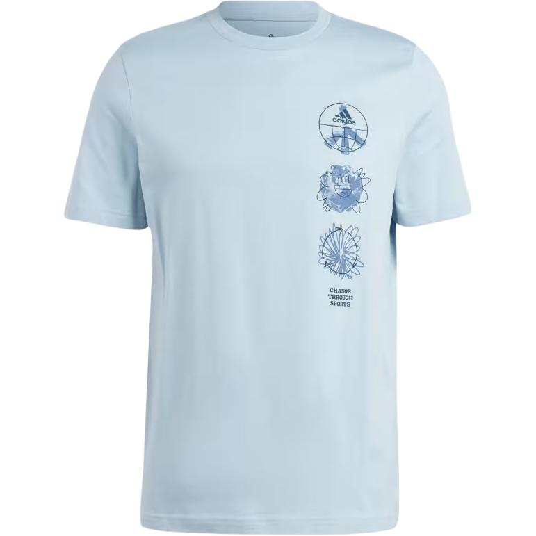 Adidas Adidas T Shirts Men's Blue Crew Neck Moderate Straight Fit