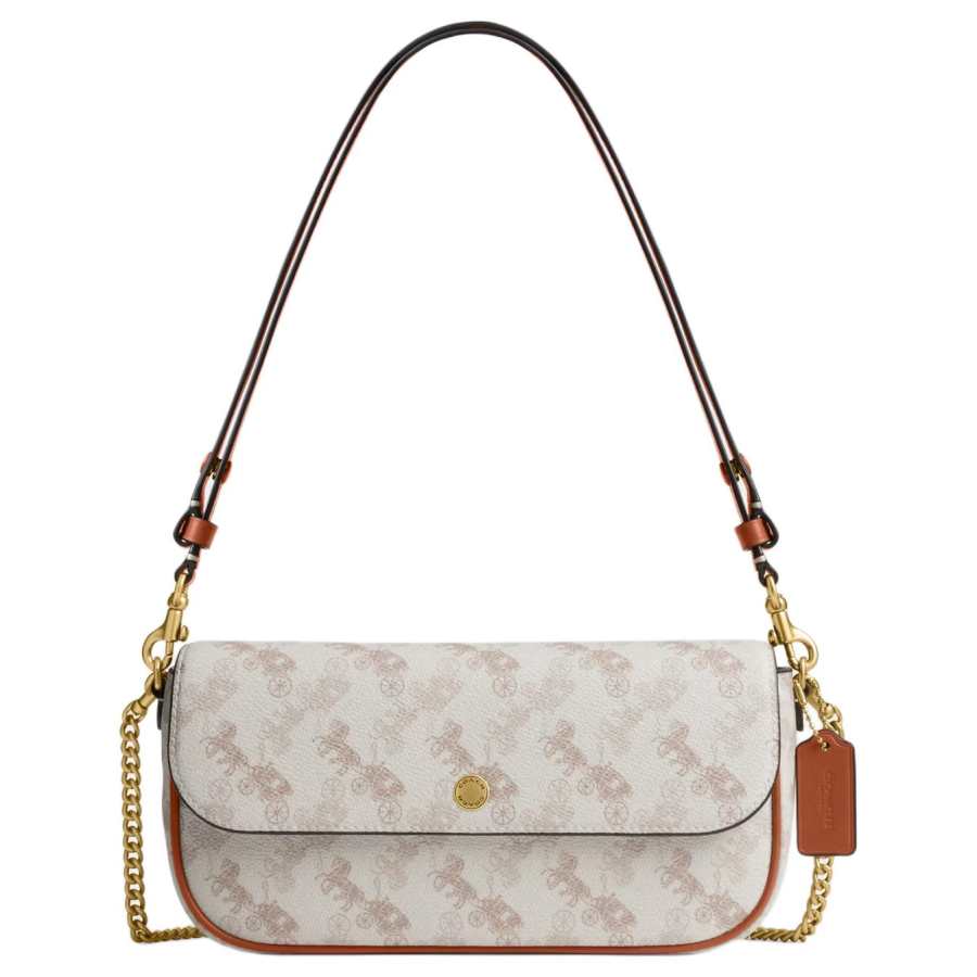 COACH Brooke Coated Canvas Crossbody Bag, Shoulder Bag Medium Women's Chalk White & Gray Umber