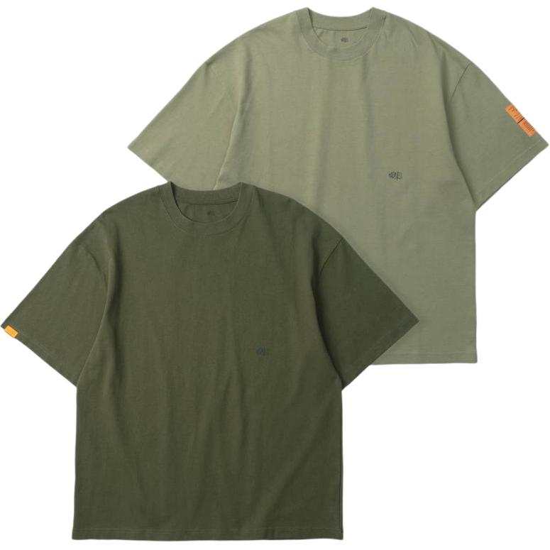 MADNESS T Shirts Unisex Light Green+Dark Green Crew Neck Moderate Straight Fit