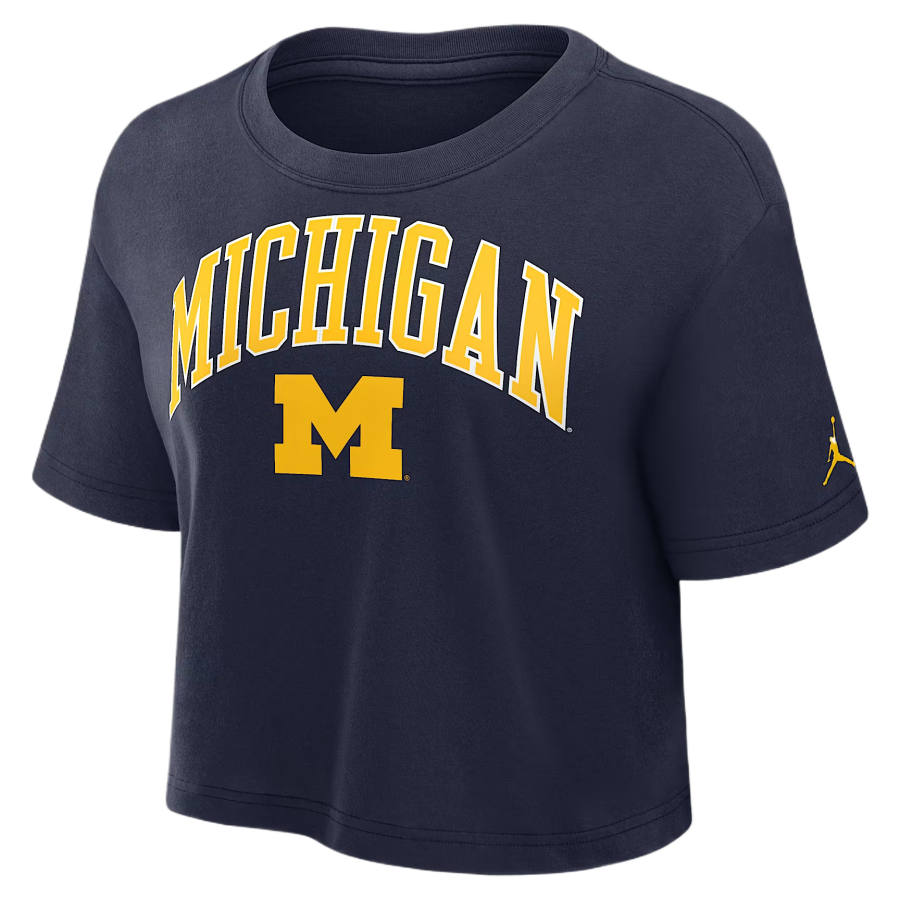Jordan Jordan Michigan Athletic Prep Arch Women's Jordan Brand Dri FIT College Cropped T Shirt