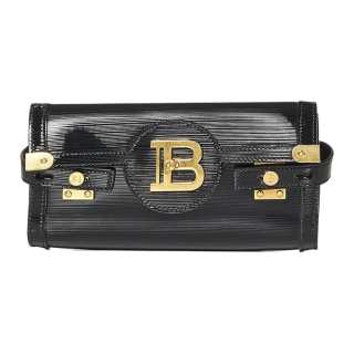 BALMAIN B BUZZ Calfskin Clutch Women's Black