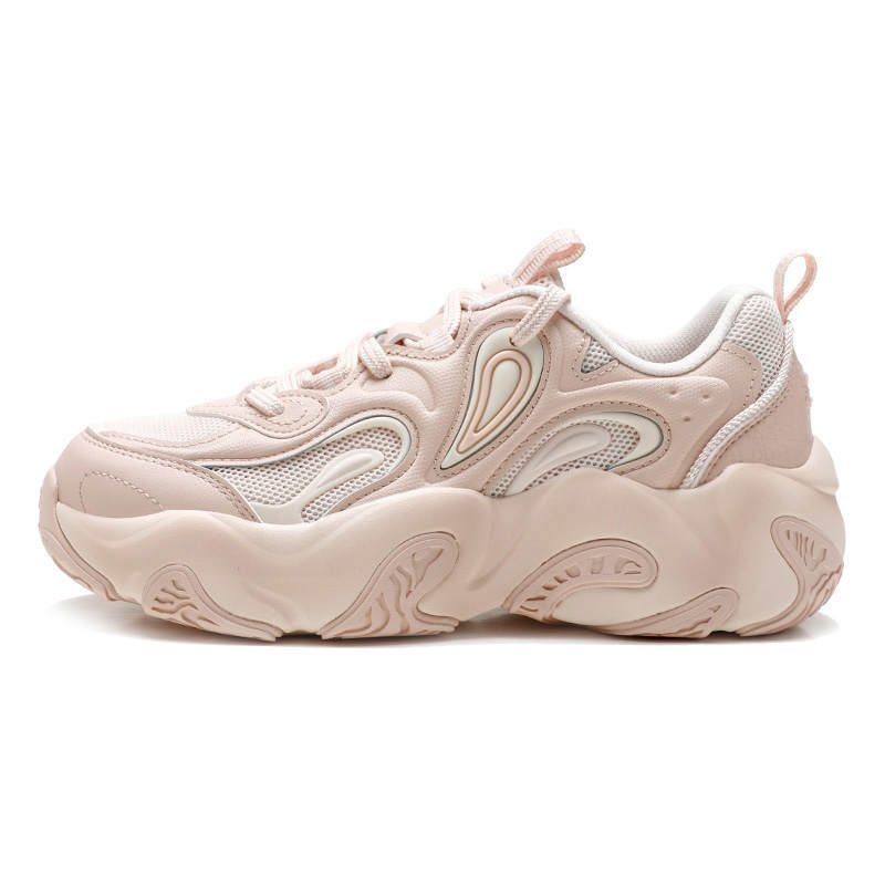 XTEP Abrasion Resistant Breathable Coverage Low top Chunky Sneakers Women's Extraordinary Pink Custard Orange