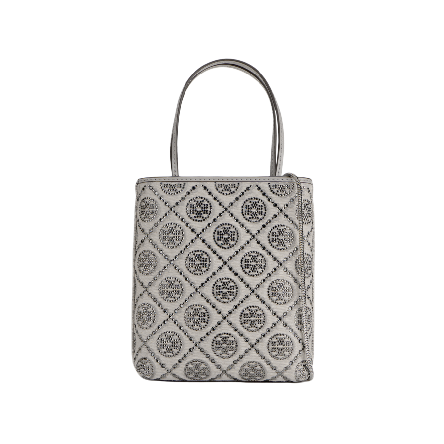 TORY BURCH T Monogram Cow Leather Tote Bag, Shopping Bag, Shoulder Bag, Handbag Mini Women's Gray