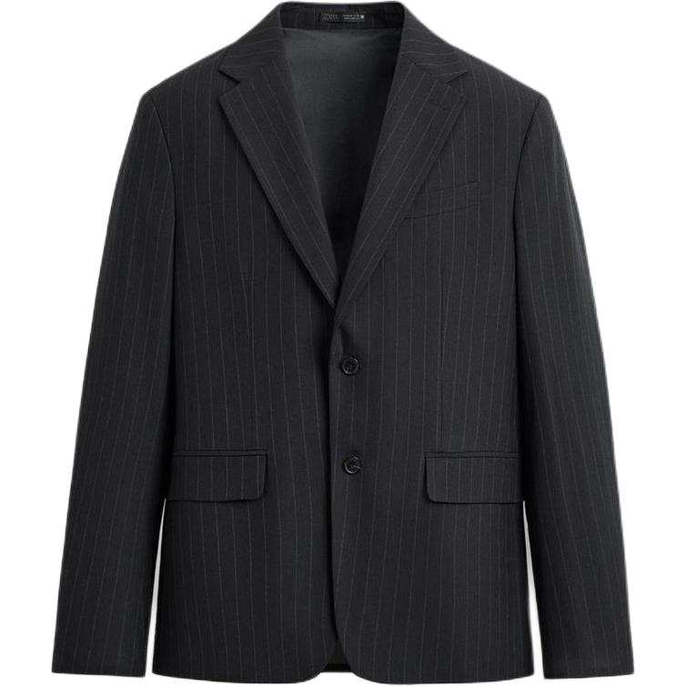 ZARA Business Suits Men's Sea Blue Suit Collar Moderate Business Suit