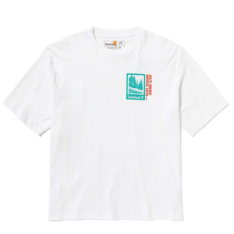 Timberland T Shirts Men's White Crew Neck Moderate Straight Fit