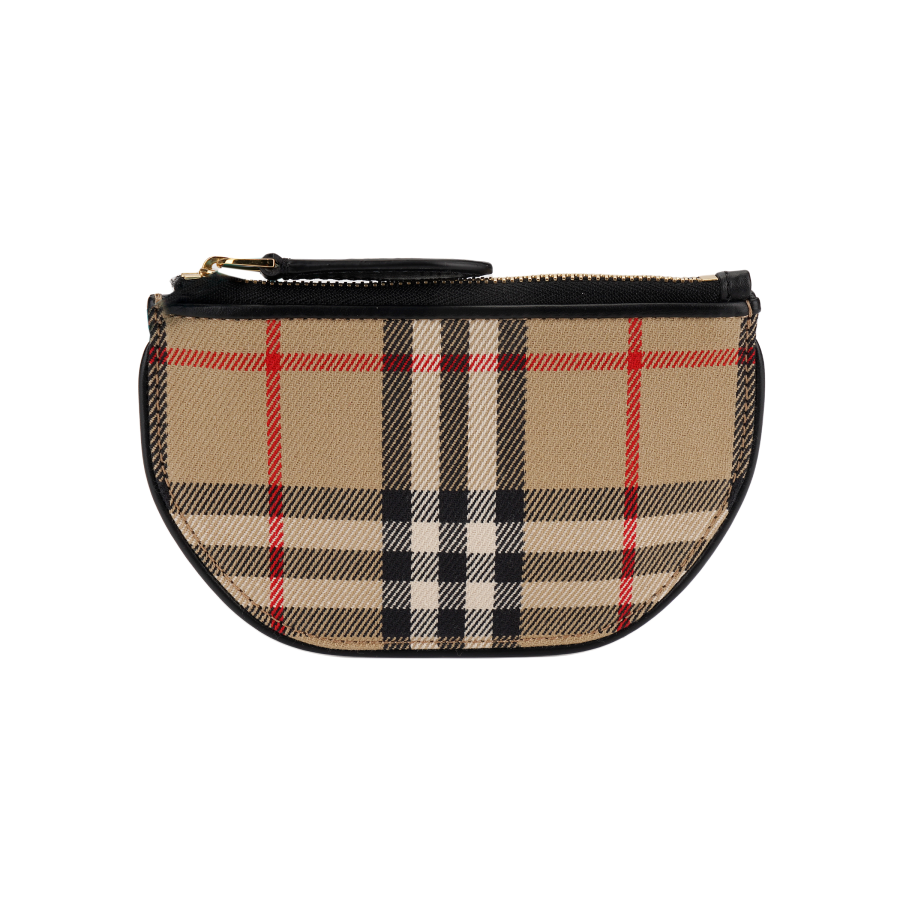 Burberry Olympia Cotton With Calfskin Crescent Bag Clutch Wallet Storage Bag Wallet Coin Purse Unisex Khaki
