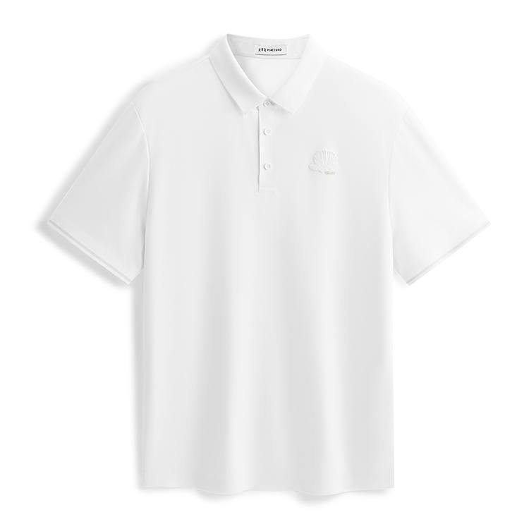 PEACEBIRD MEN Polo Shirts Men's White 1 Polo Collar Moderate Straight Fit