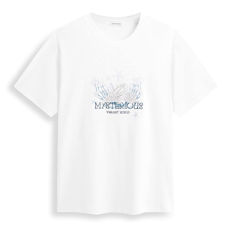PEACEBIRD MEN Embroidery Print Short Sleeved T Shirts Men's