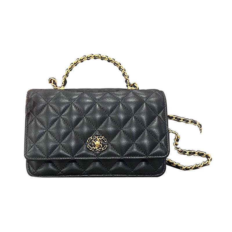 CHANEL WOC Sheepskin Material Gold Metal Handbag, Shoulder Bag, Crossbody Bag Mini Women's Black
