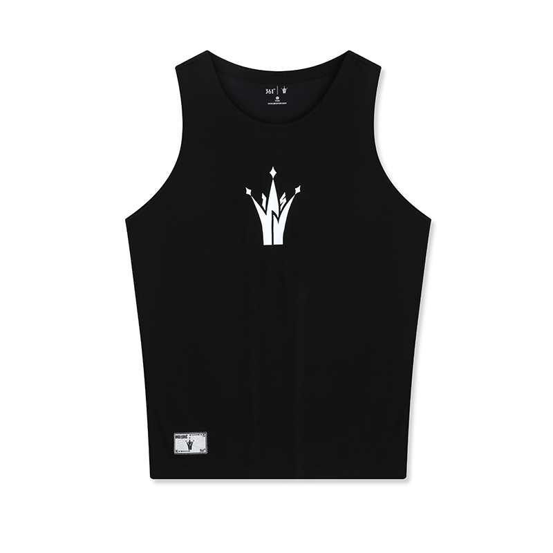 361° Tank Tops Men's Super Black Crew Neck Moderate Straight Fit