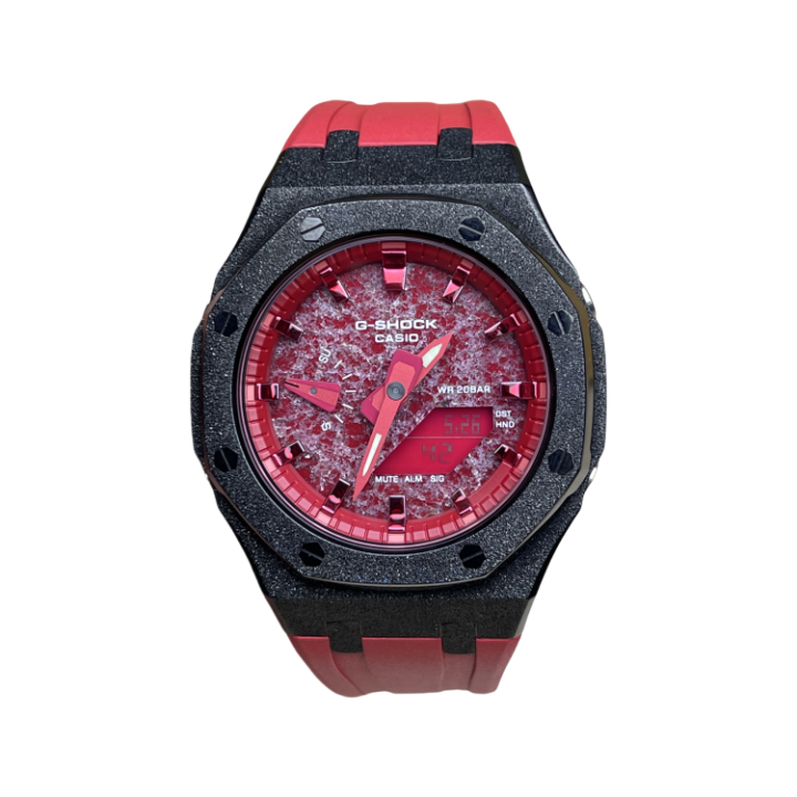 CASIO CASIO Custom Collection Quartz Movement Fluoroelastomer Strap Watch Unisex Red Watch Dial