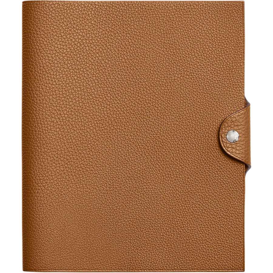 HERMES Ulysse Togo Calfskin Protective Sleeve Unisex 37 Gold Brown