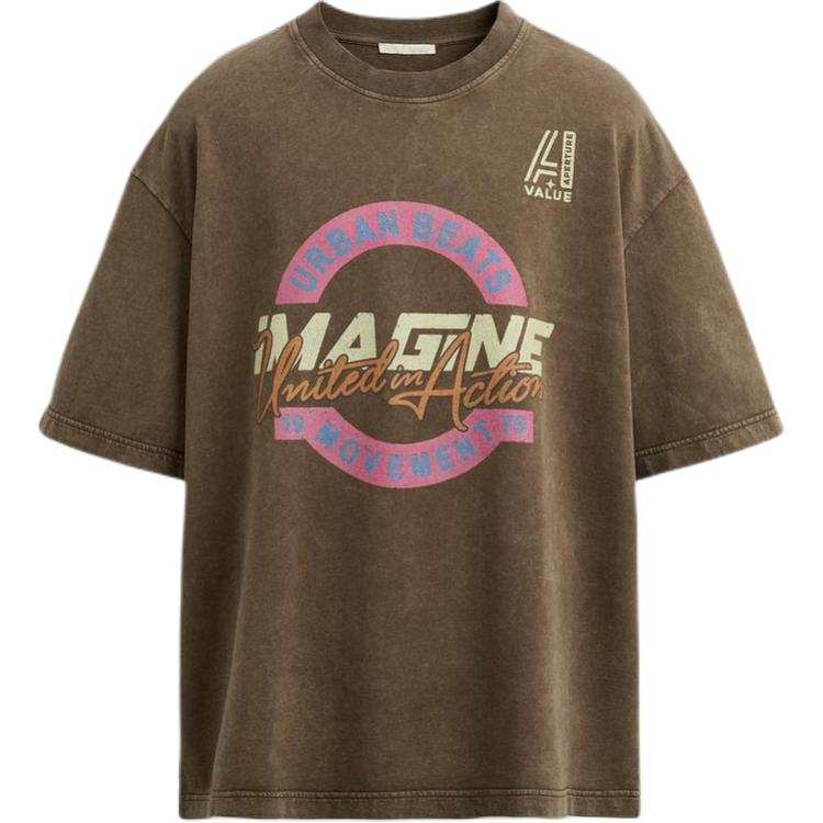 ZARA Sweatshirts Men's Brown Crew Neck Moderate