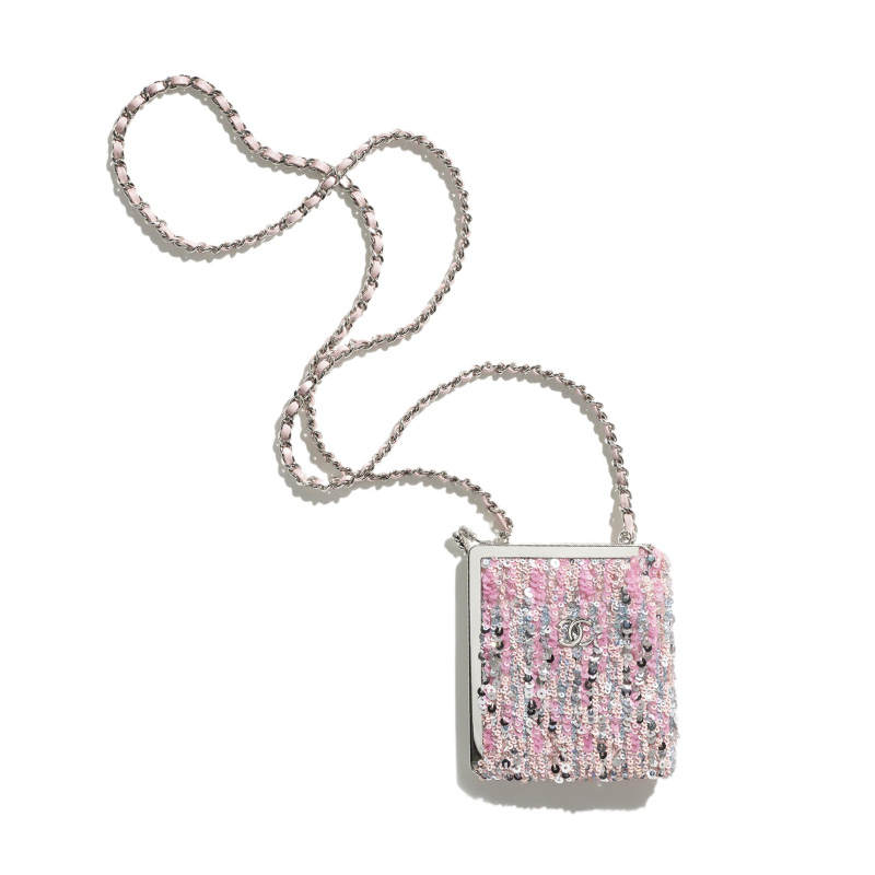 CHANEL Metal Shoulder Bag, Crossbody Bag Women's Pink & Silver