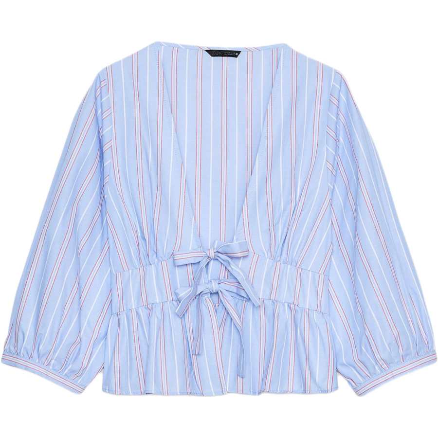 ZARA Shirts Women's Blue/White V Neck Moderate