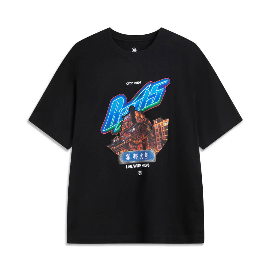 Li-Ning Li Ning BADFIVE T Shirts Men's Black Crew Neck Moderate Straight Fit