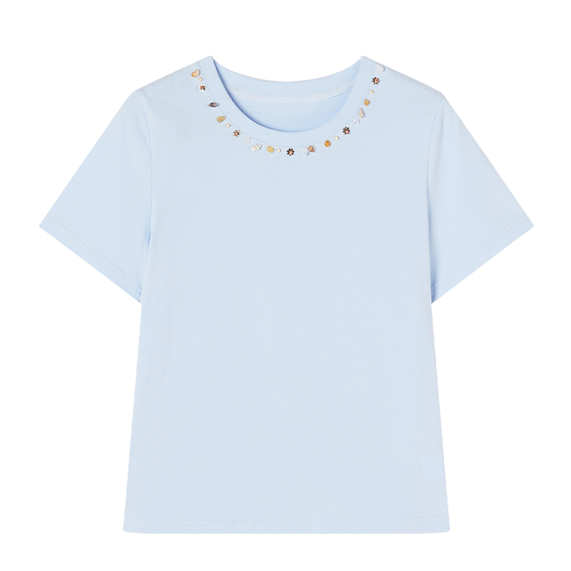 XIANGYING T Shirts Women's Crew Neck Thin Straight Fit