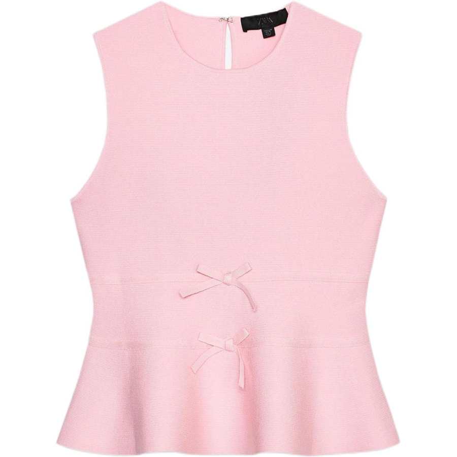 ZARA Tank Tops Women's Pink Crew Neck Other