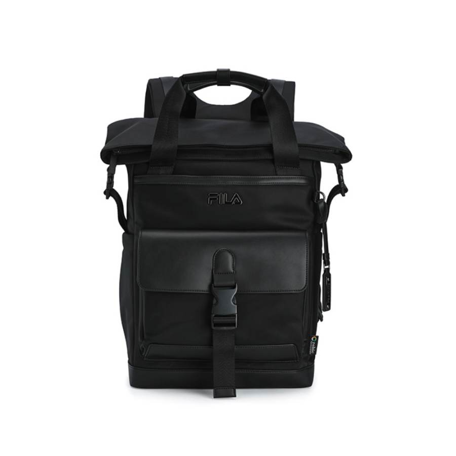 FILA FILA WHITE Classic And Versatile Fabric Backpack Men's Jet Black