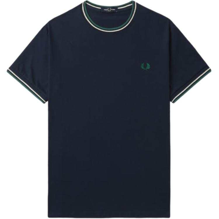 FRED PERRY T Shirts Men's Navy Blue Crew Neck Moderate Straight Fit