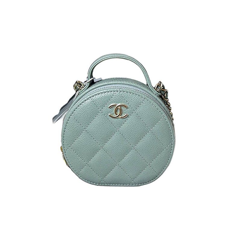 CHANEL 22c Early Spring Grain Cow Leather Round Bag, Shoulder Bag, Crossbody Bag, Handbag Women's Green