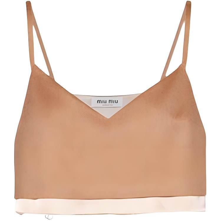 MIU MIU Camisoles Women's Camel Brown V Neck Moderate Other