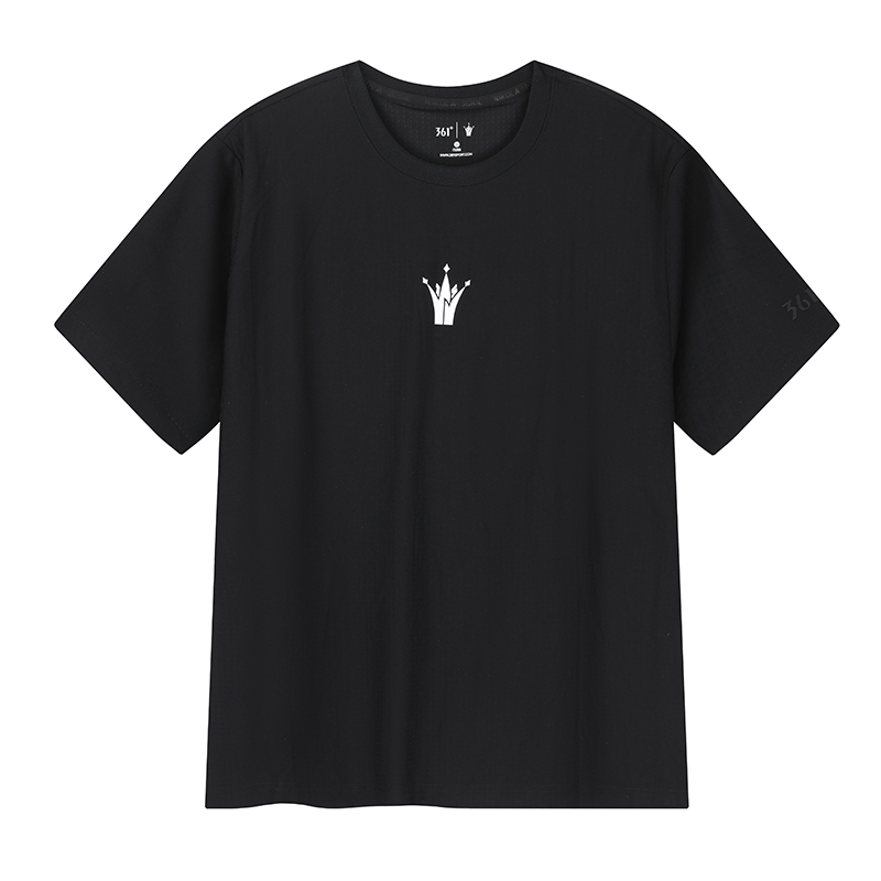 361° T Shirts Men's Super Black Crew Neck Moderate Straight Fit