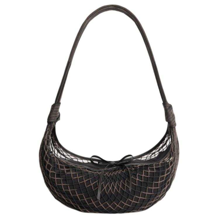 Lemaire Croissant Fabric Portable Crossbody Bag, Shoulder Bag Medium Women's Ice Chestnut & Black