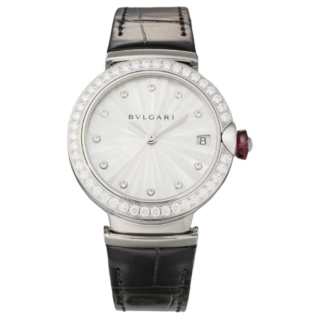 BVLGARI Wrist Watches Automatic Mechanical Movement Crocodile Leather Strap 33mm White Dial Women's Watch