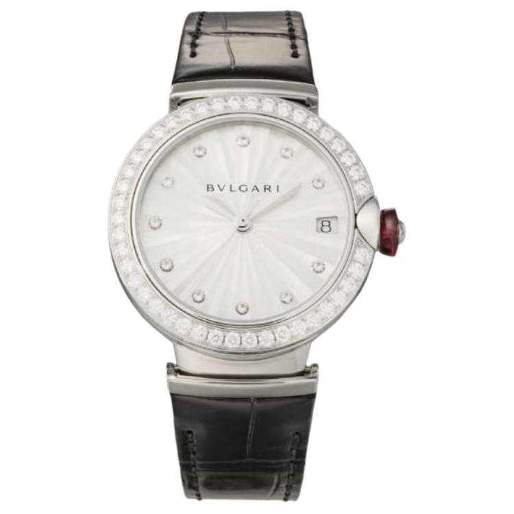 BVLGARI Wrist Watches Automatic Mechanical Movement Crocodile Leather Strap 33mm White Dial Women's Watch