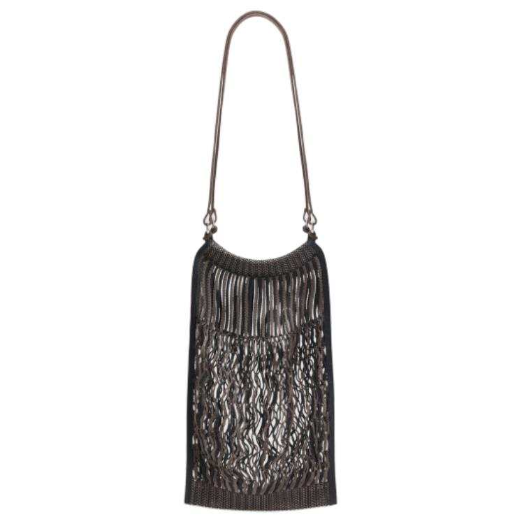 Lemaire Nylon Handbag, Shoulder Bag Medium Unisex Ice Chestnut & Black