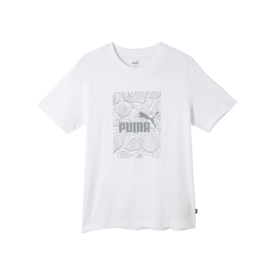 PUMA T Shirts Men's White Crew Neck Moderate Straight Fit
