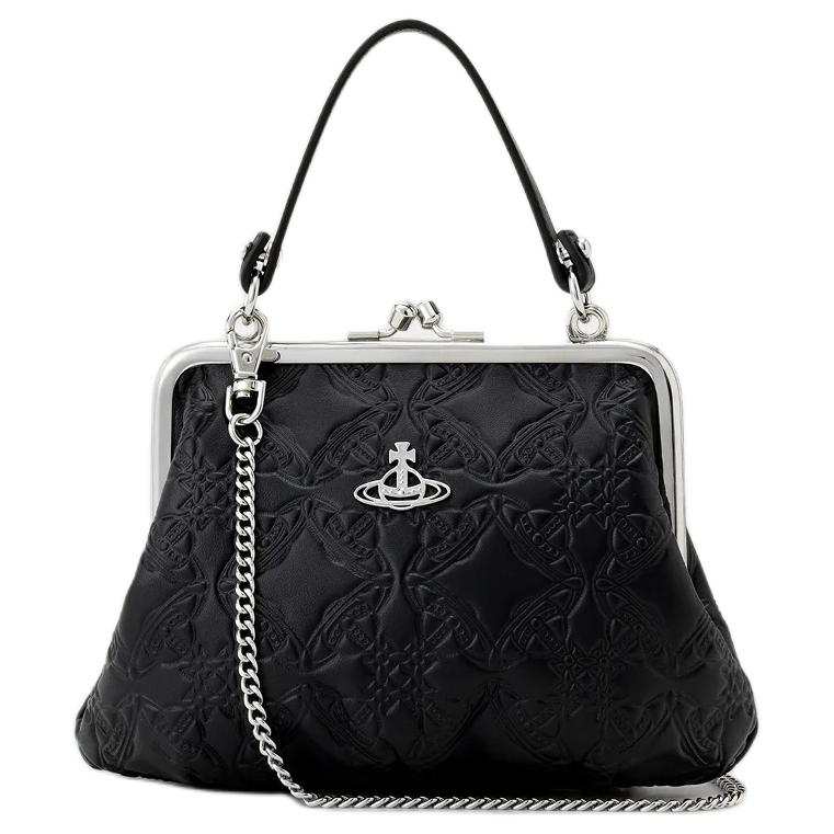 Vivienne Westwood EMBOSSED Sheepskin One Shoulder Handbag Mini Women's Black