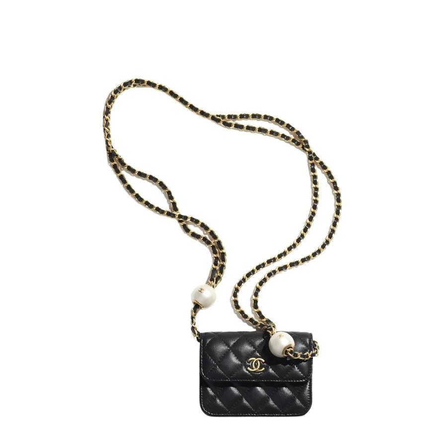 CHANEL Lambskin Shoulder Bag, Crossbody Bag Women's Black