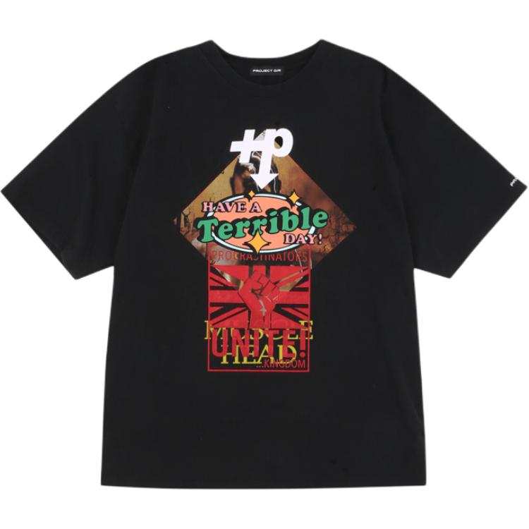 GRAILZ SS25 T Shirts Unisex Black Crew Neck Moderate Straight Fit